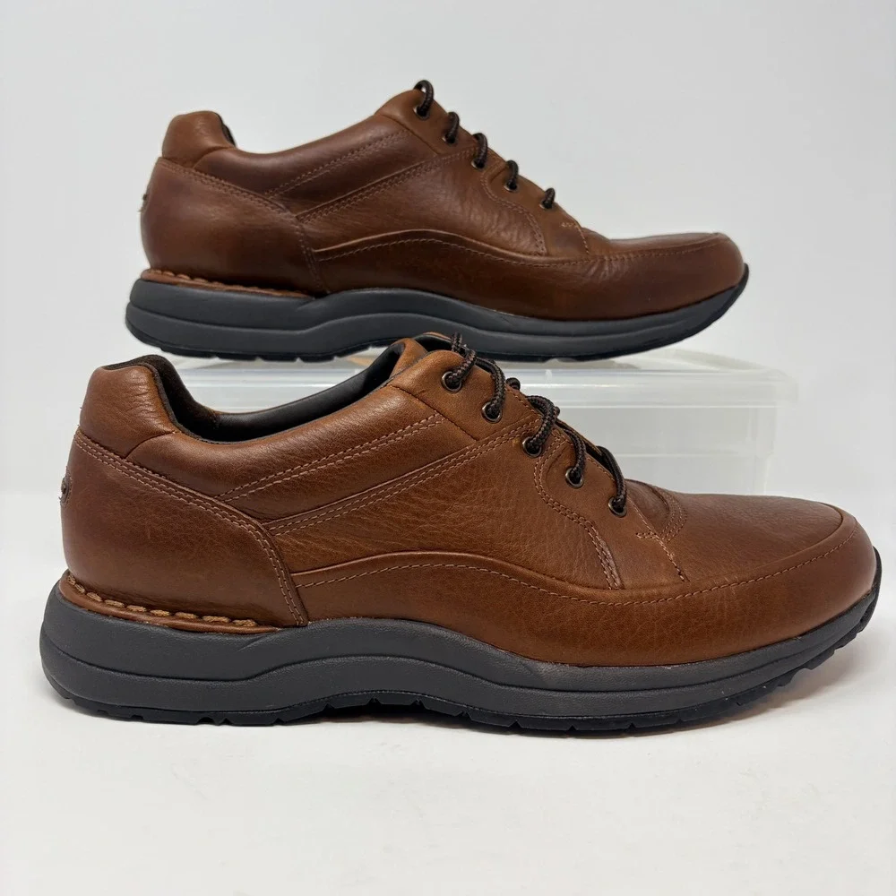 Rockport Mens 10.5 Wide Rockport Edge Hill II Shoes Brown Leather Lace Up